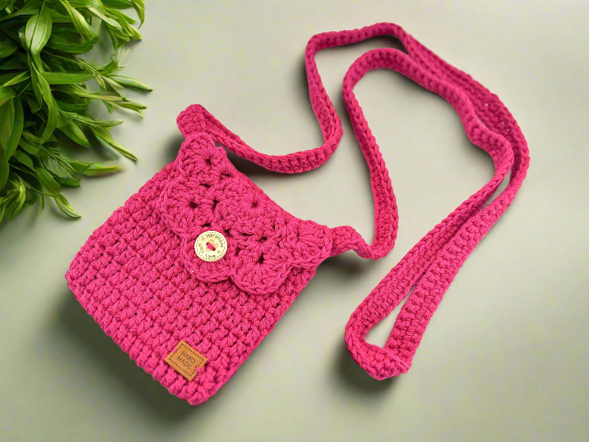Small Handmade Crocheted Bohemian Bag