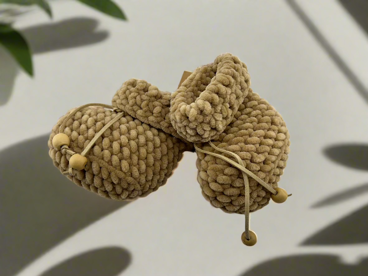 Crocheted Baby Shoes - Beige